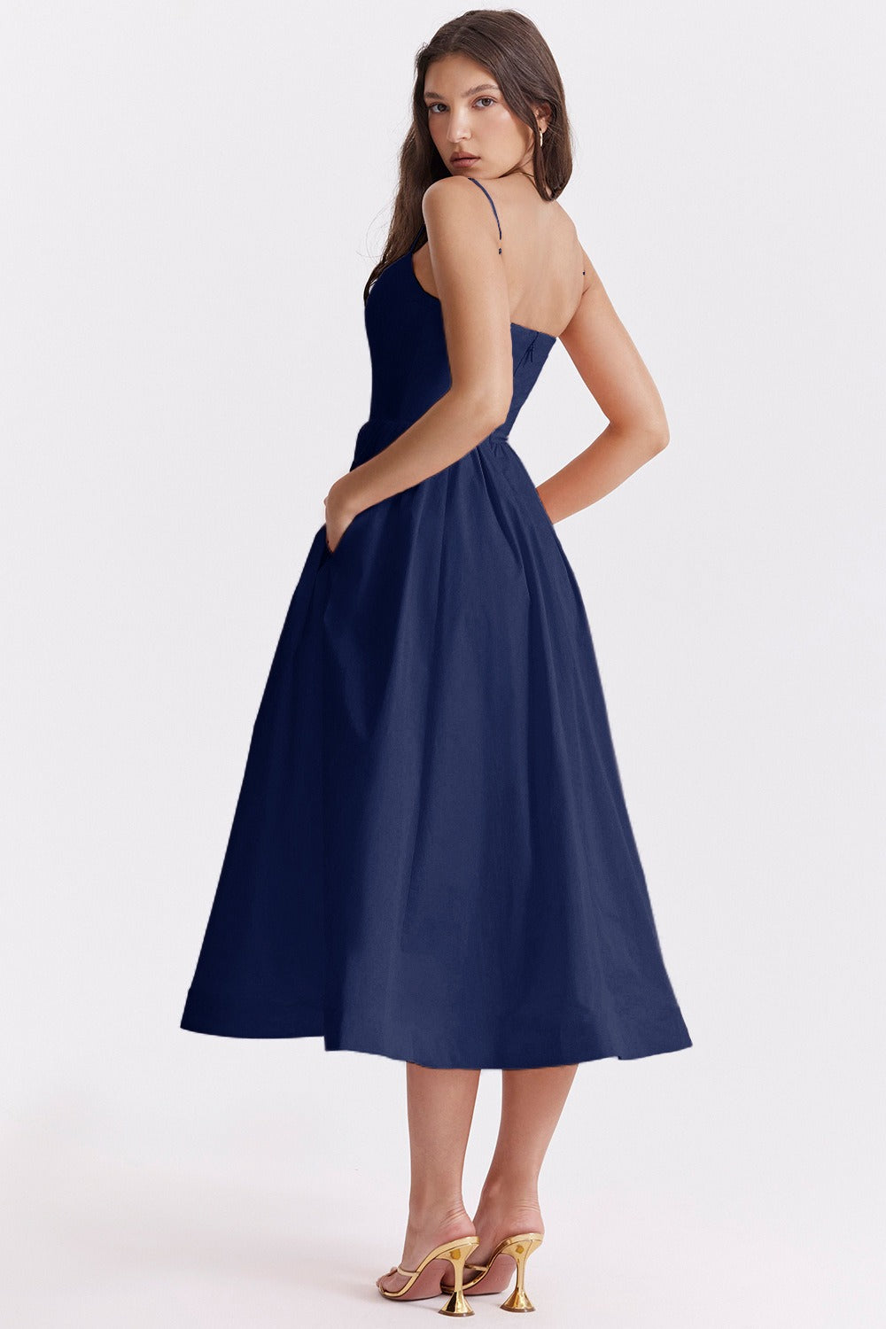 Solid Chic Backless Spaghetti Strap Swing Prom Dress