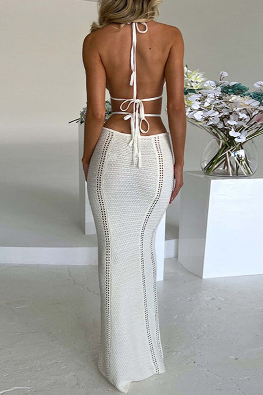 Glamorous Low Cut Tie Back Maxi Vacation Dress