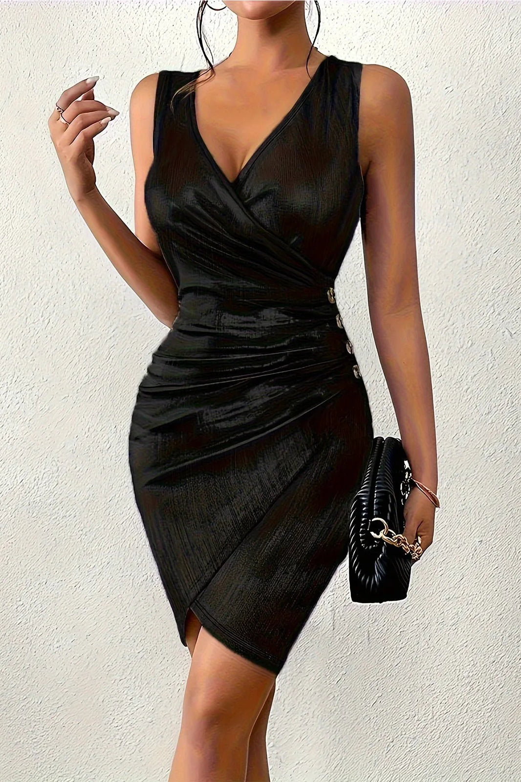 Strap Spaghetti Side Slit Mini Dress