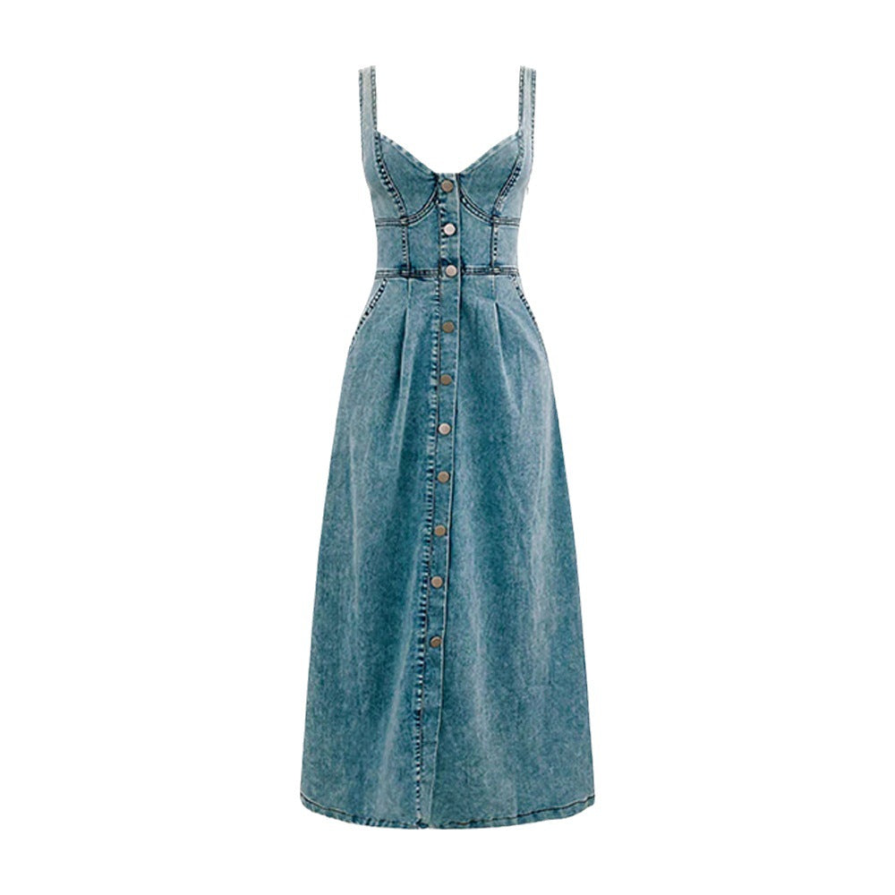 Lush Denim Midi Dress Blue