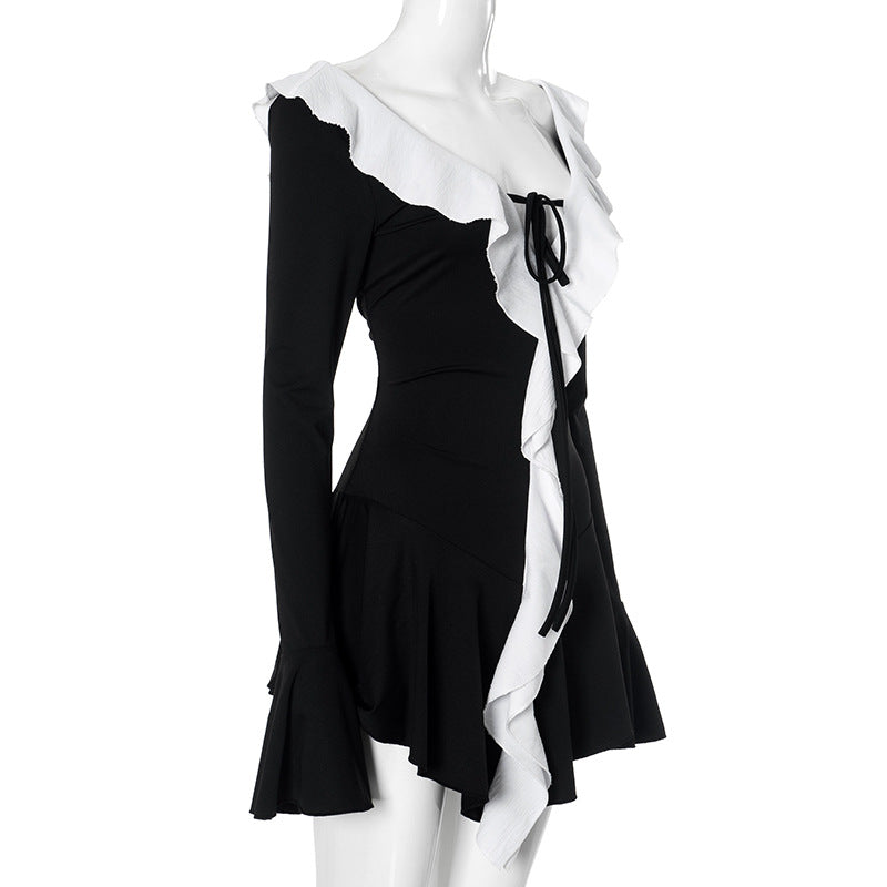 Charm Ruffle 2.0 Mini Dress Black