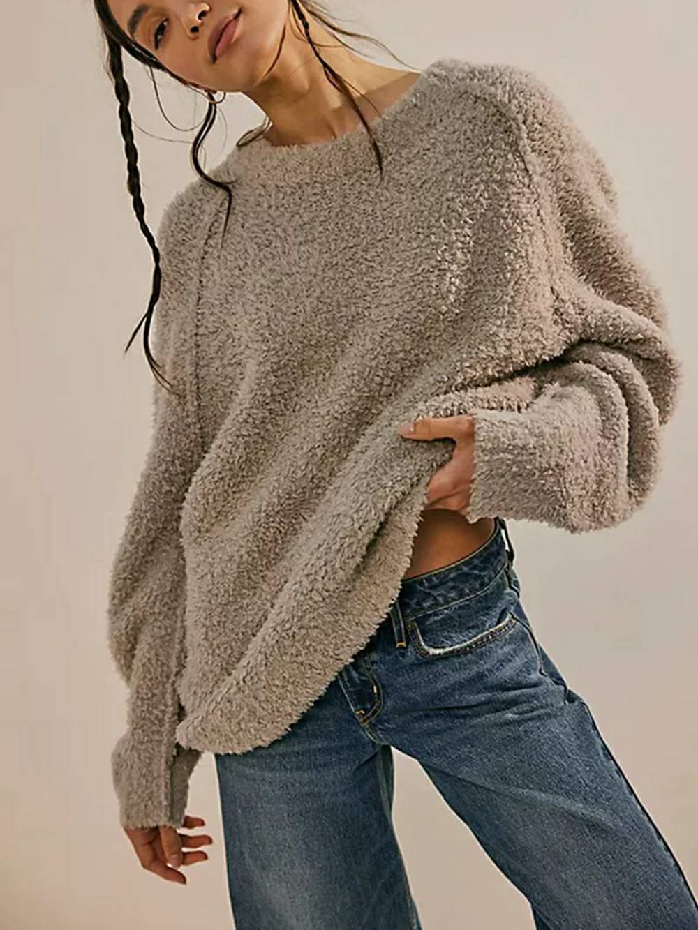 Flowy Lace Mini Dress & Teddy Sweater