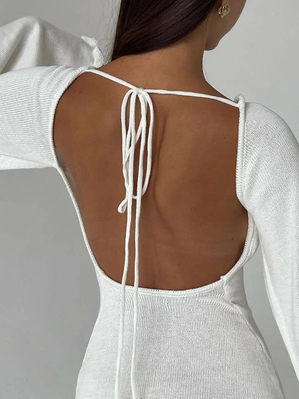 Neck Round Flounce Sleeve Short Dress
