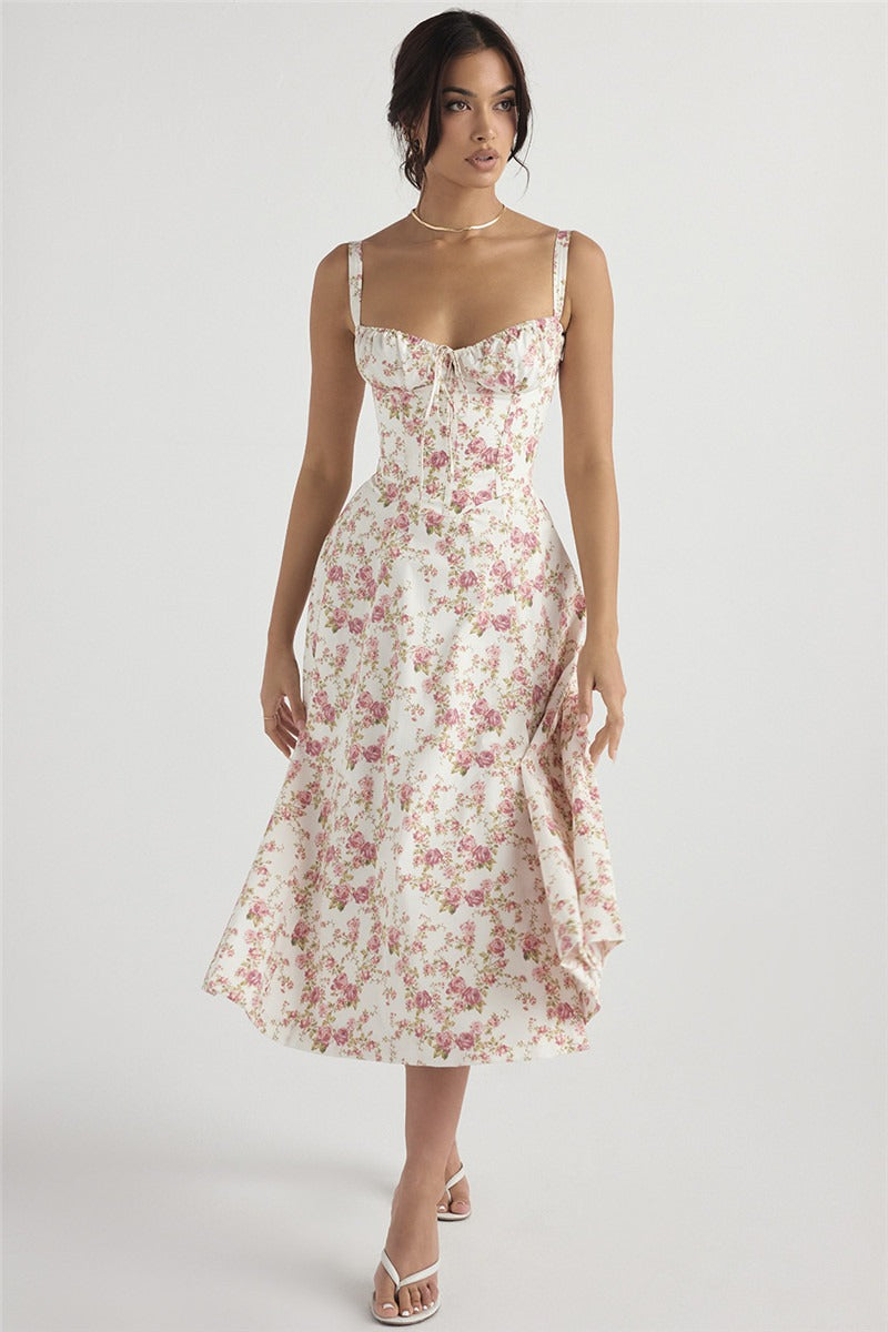 Refined Halter Maxi Floral Dress
