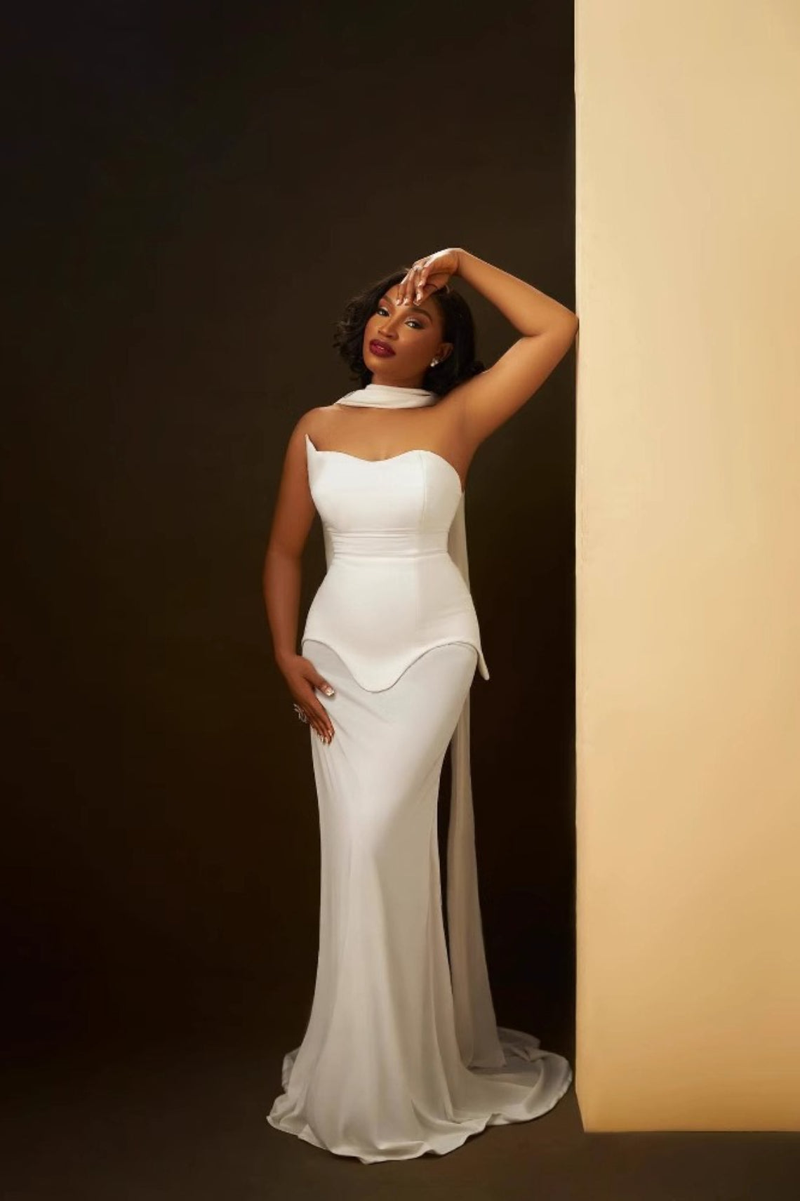 Minimal Chic Long Streamer Strapless Bodycon Prom Dress