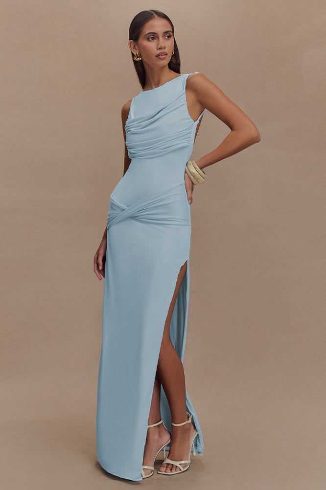 Ruched Edition Split Backless Maxi Dress