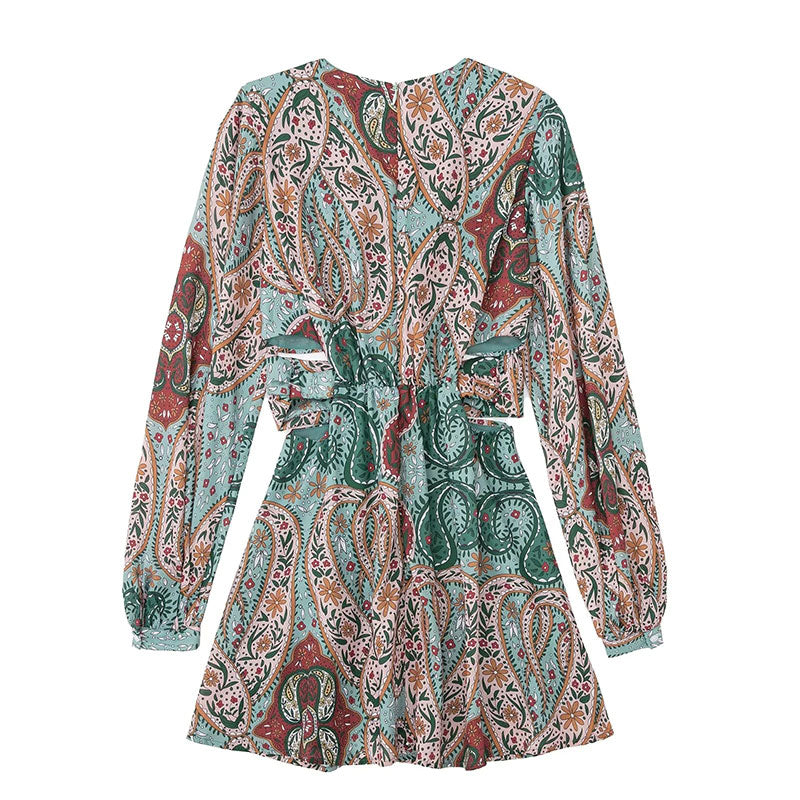 Minimalist Sol Printed V Neck Mini Dress Statement Occasion Edit