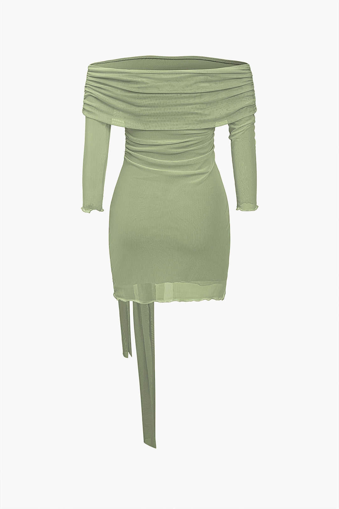 Tie Solid Front Off Shoulder Mini Dress