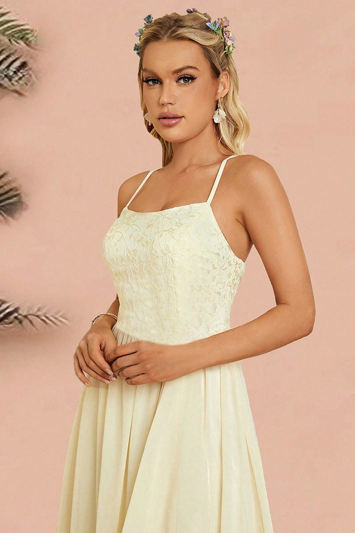 Chic Backless Spaghetti Strap Party Gown Prom Dress