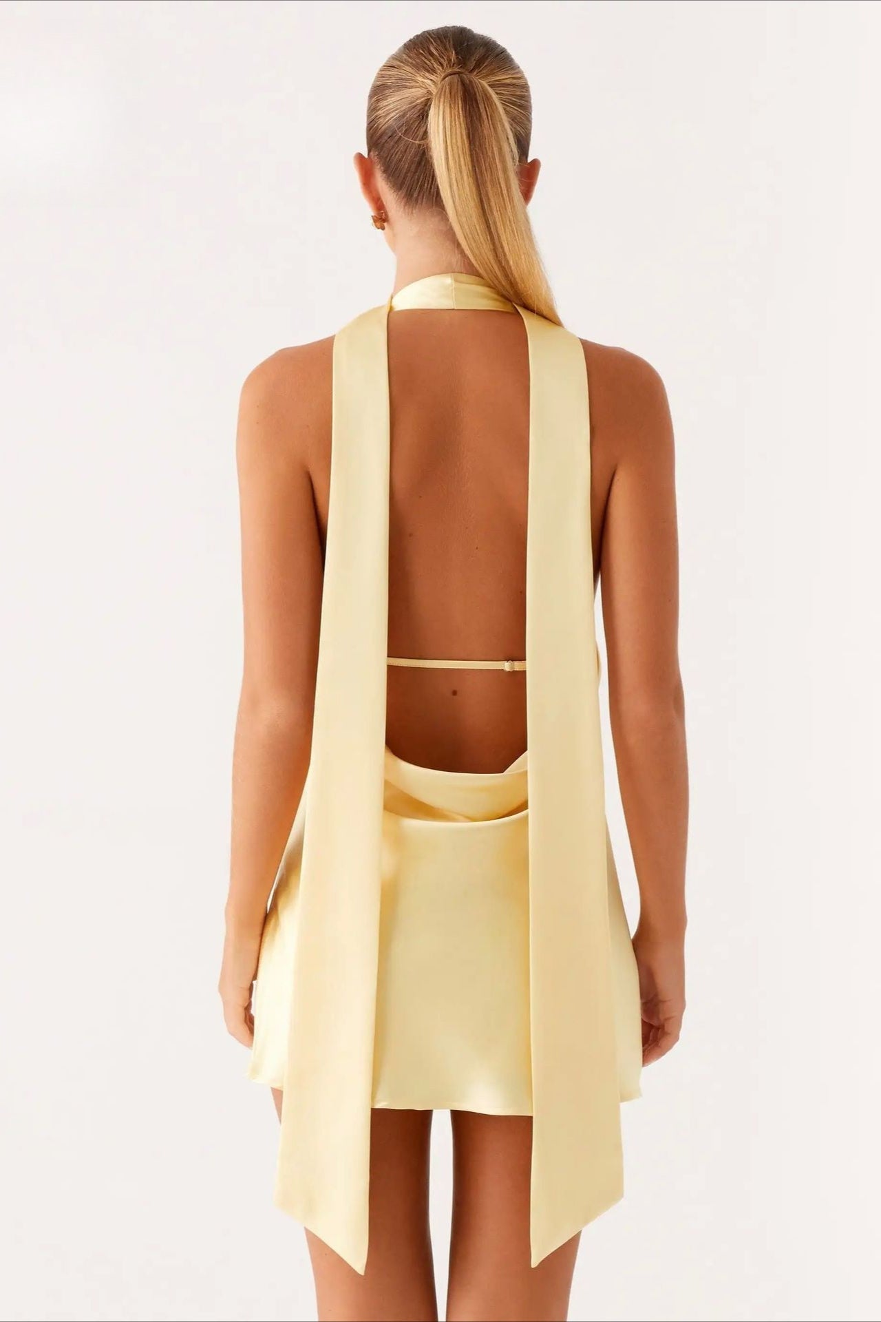 V Deep Backless Tank Mini Dress