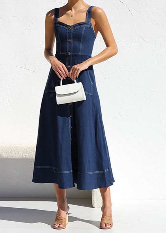 Indigo Santorini Denim Button Down Midi Dress