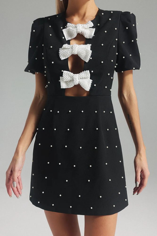 Detail Bow Paneled Mini Dress