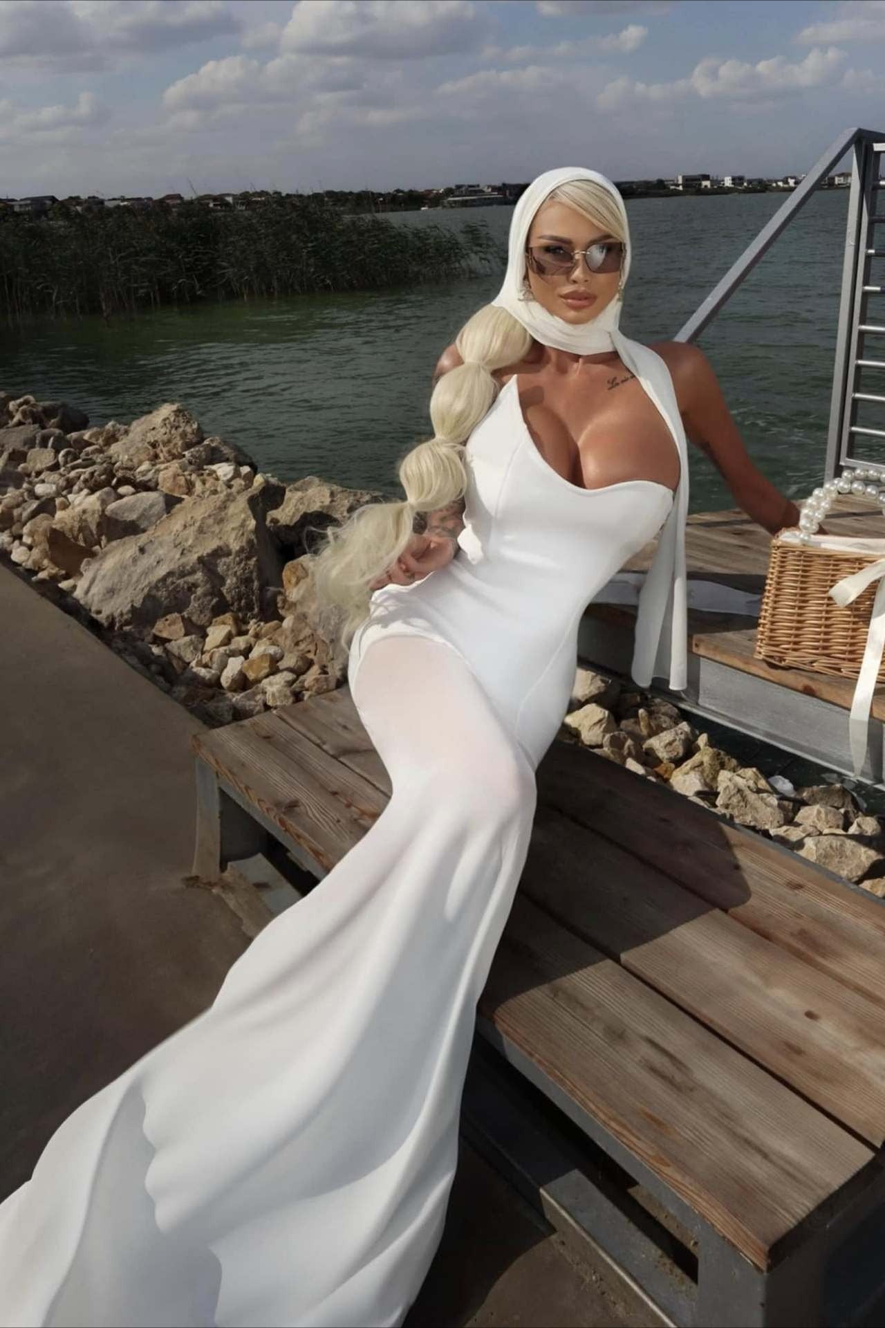 Draped Tie Chic Mesh Patch Tube Prom Dress