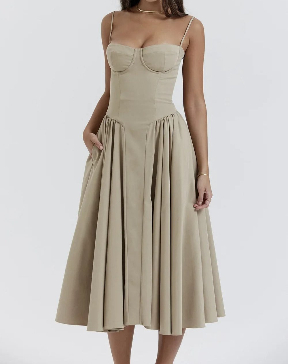Sleeveless Carolyn Corset Midi Dress
