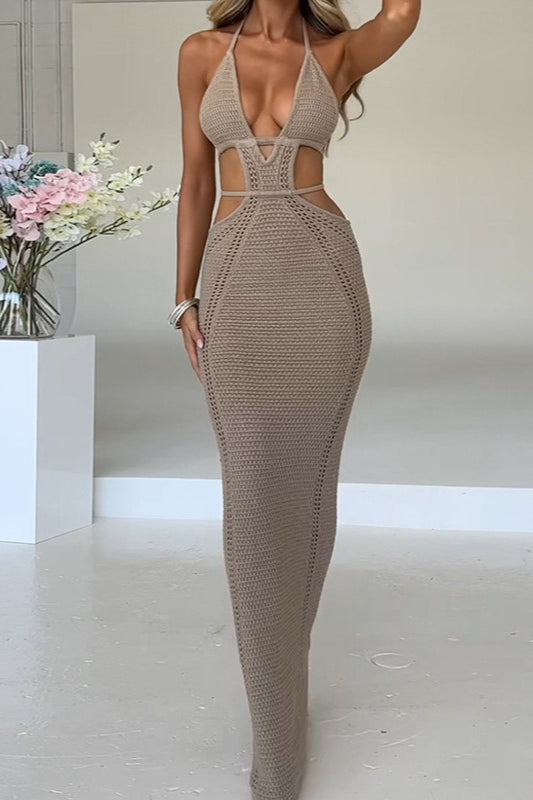Glamorous Low Cut Tie Back Maxi Vacation Dress