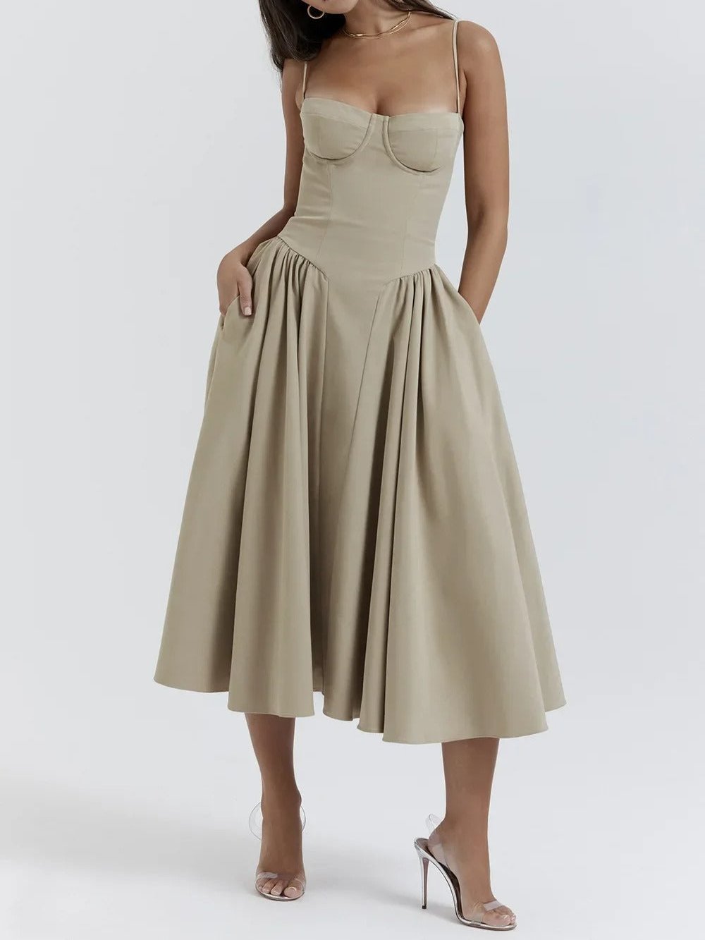 Sleeveless Carolyn Corset Midi Dress