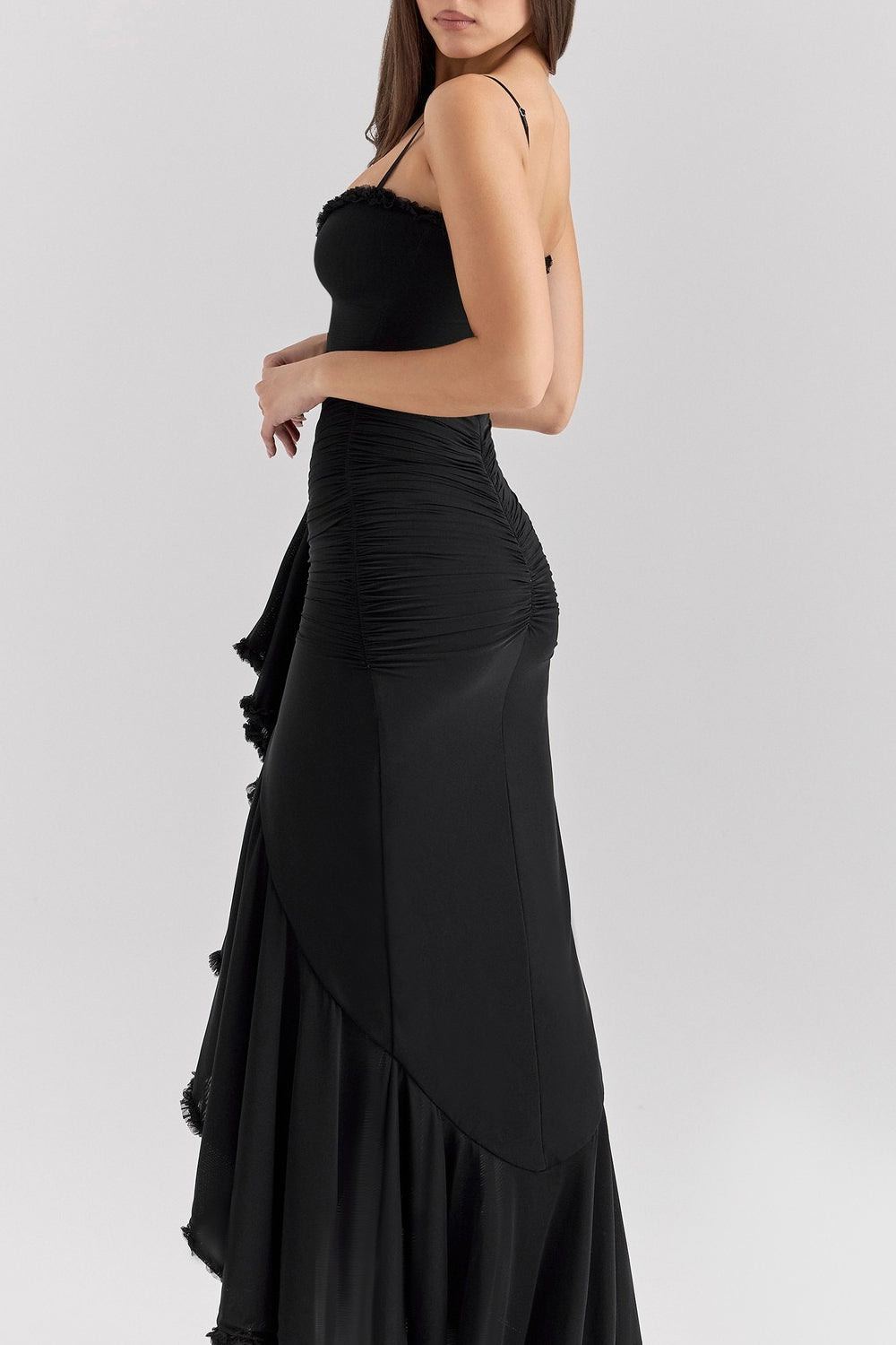 Mesh Stretch V Neck Cami Midi Dress