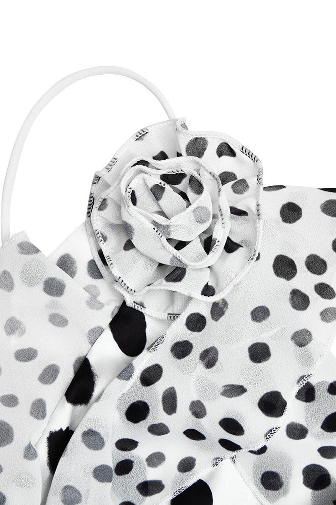 Satin Edition Polka Dot Backless Bodycon Maxi Dress