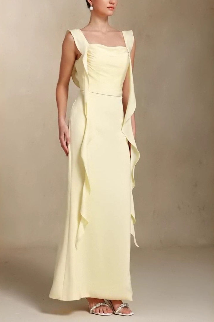 Graceful U Neck Sash Maxi Mermaid Prom Dress