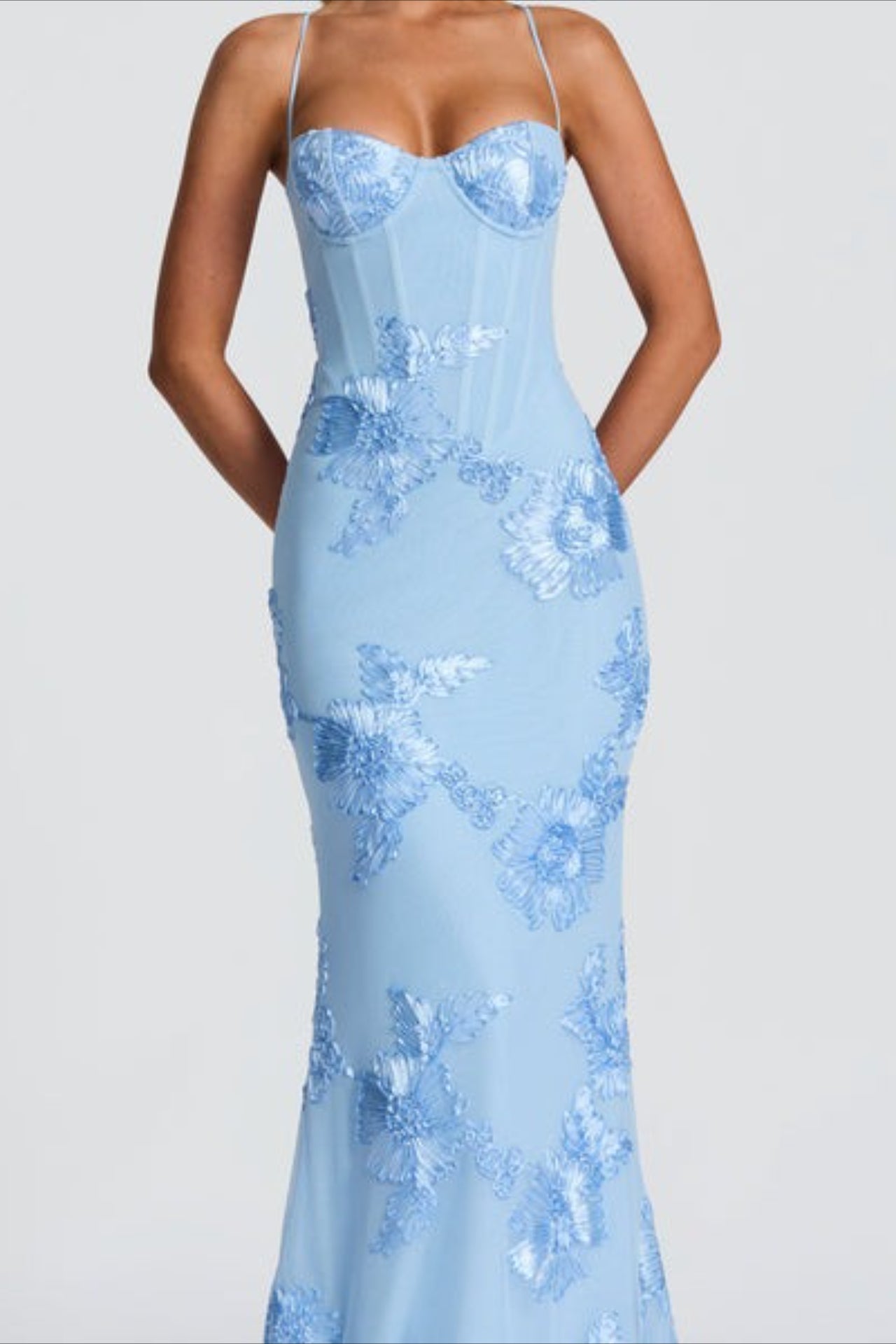 Bloom Applique Backless Maxi Formal Dress