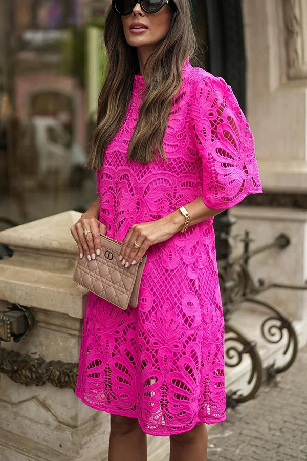 Aesthetic Fiorella Reason To Smile Crochet Lace Mini Dress Evening Wear Edit
