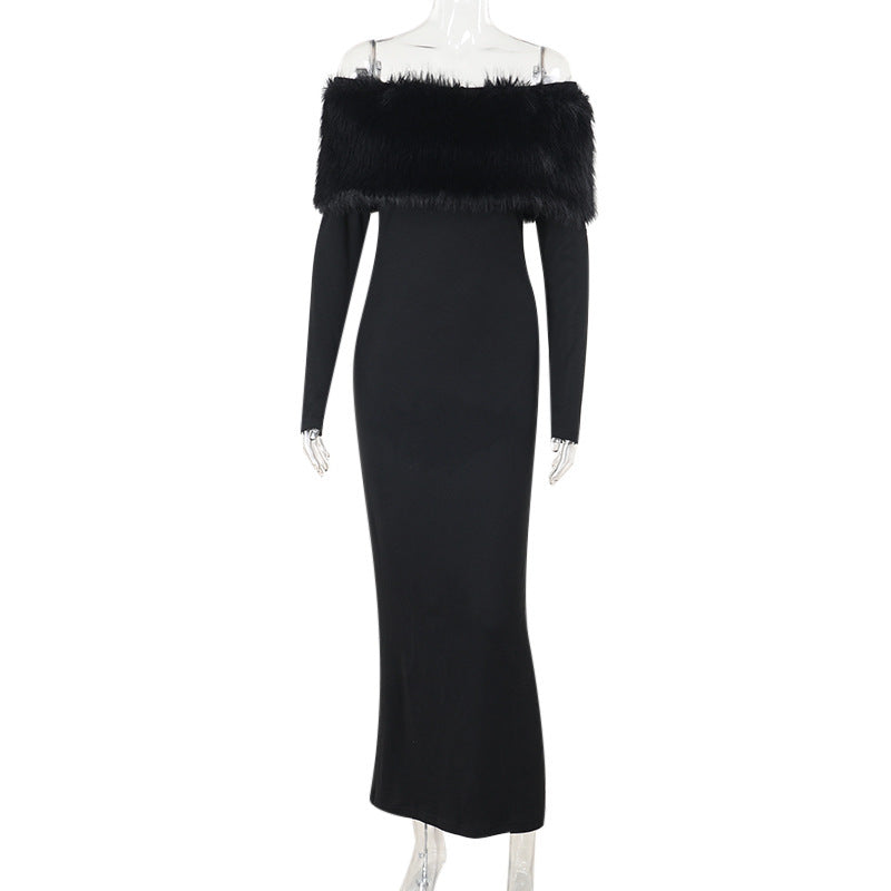 Fur Onyx Midi Dress Black