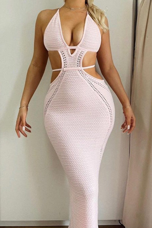 Glamorous Low Cut Tie Back Maxi Vacation Dress