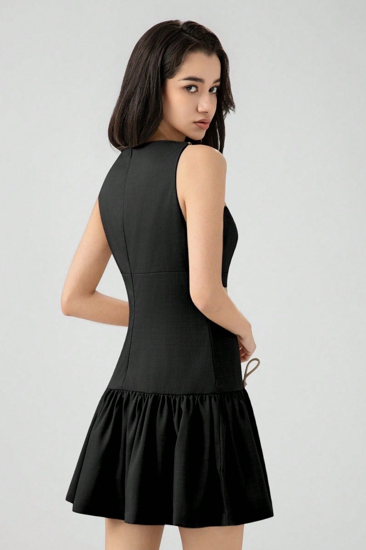 Detail Bow Sleeveless Mini Dress