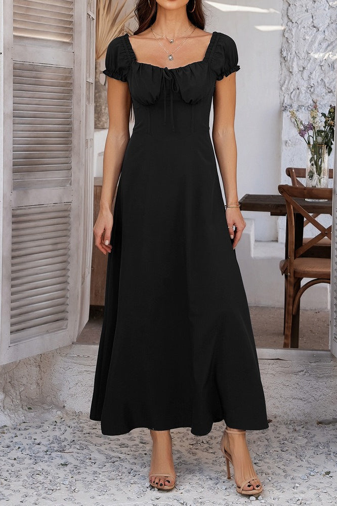 Ruched Edition Puff Sleeve Maxi Work Dress