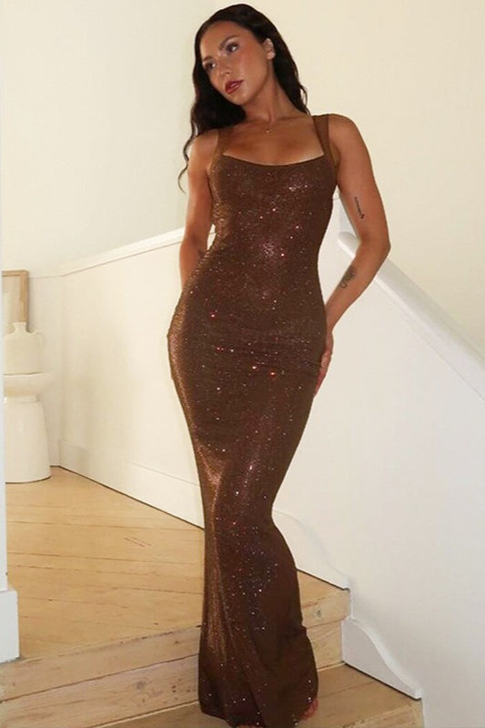 Mesh Patchwork Backless Slim Graceful Prom Dress