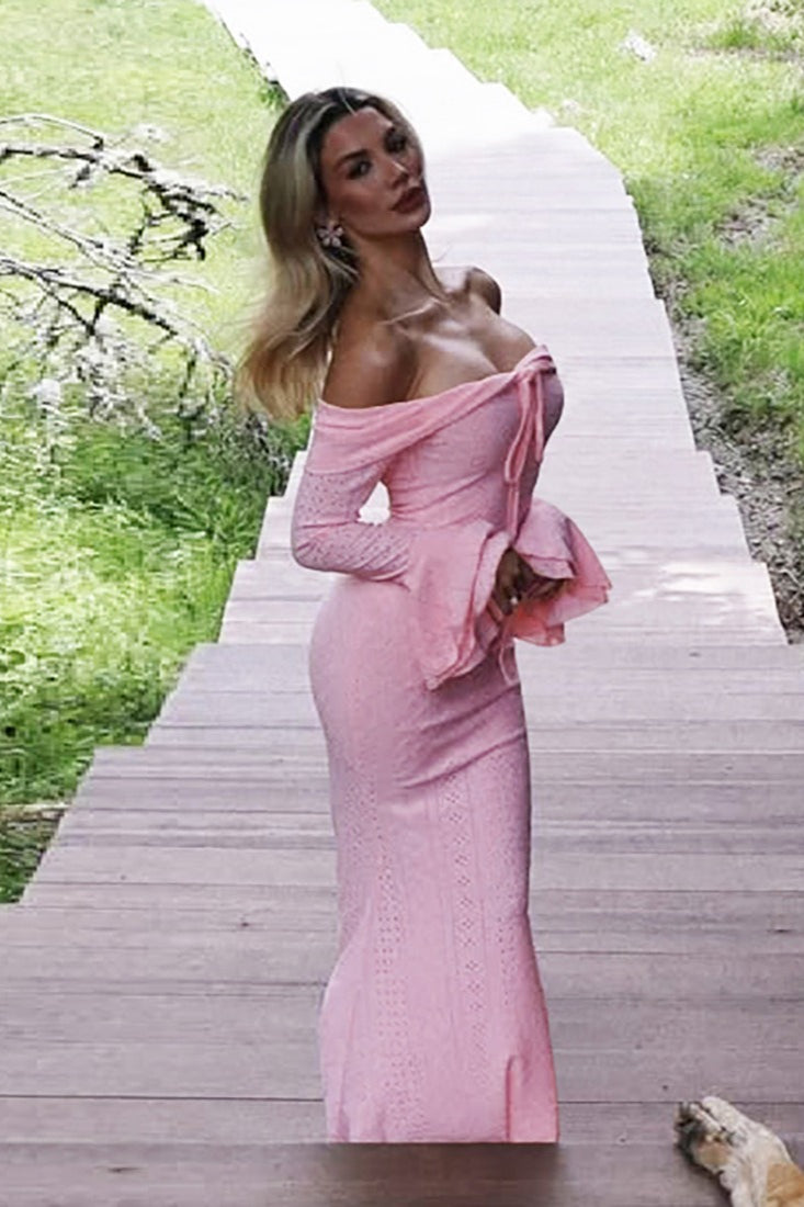 Fitted Fit Off Shoulder Maxi Dress