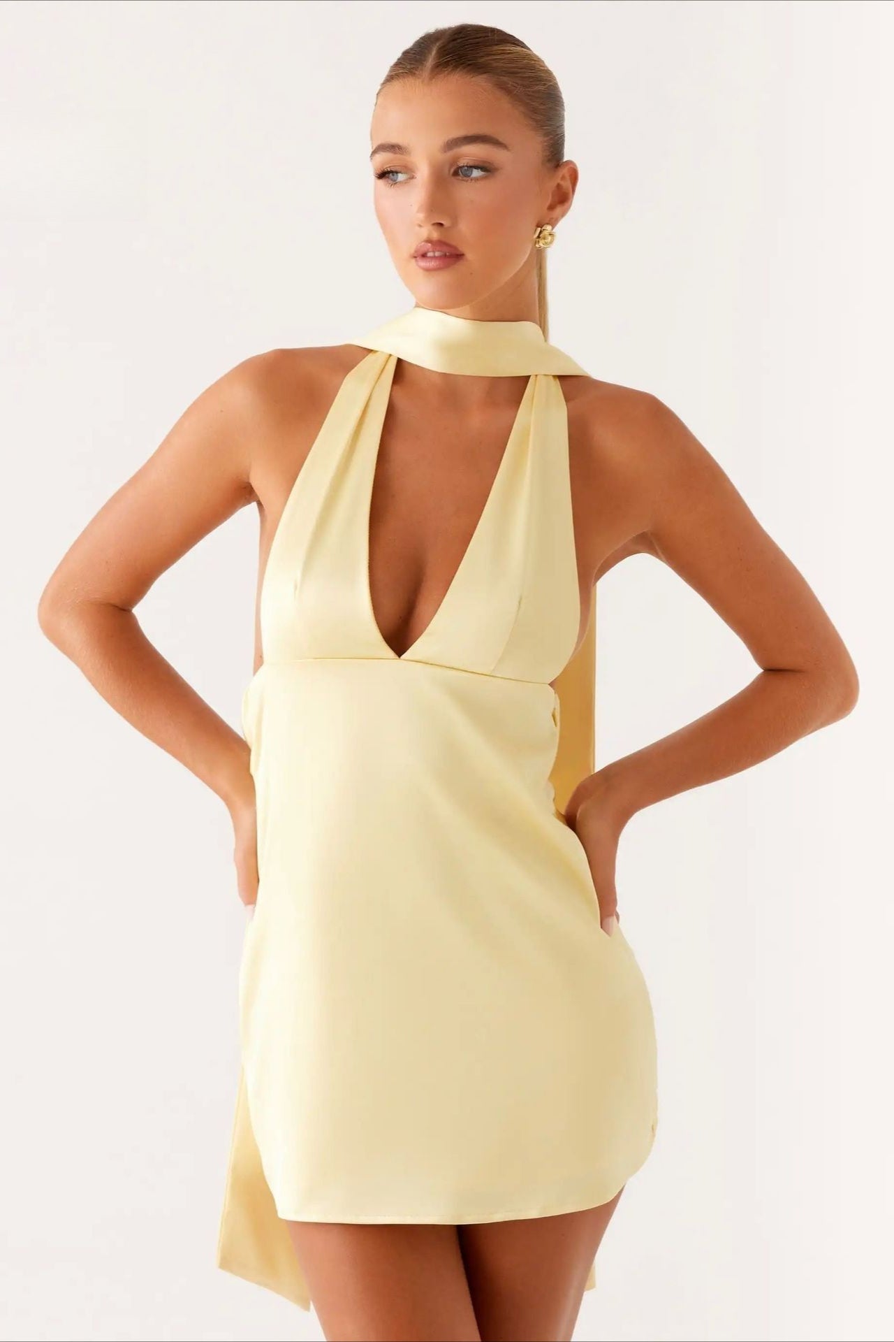 V Deep Backless Tank Mini Dress