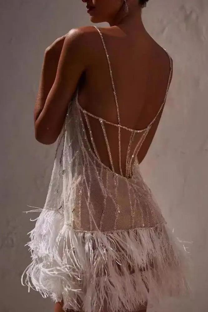 Graceful Fringed Slip Mini Dress
