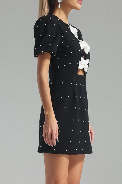 Detail Bow Paneled Mini Dress
