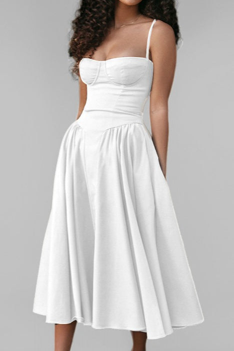 Graceful Vintage Satin Halter Maxi Prom Dress