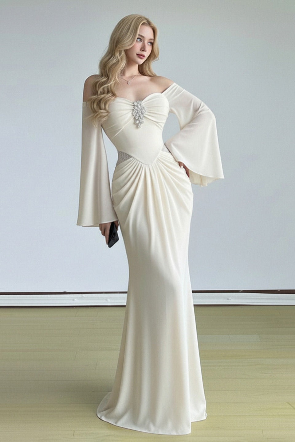 Bell Sleeved Tube Bodycon Prom Dress