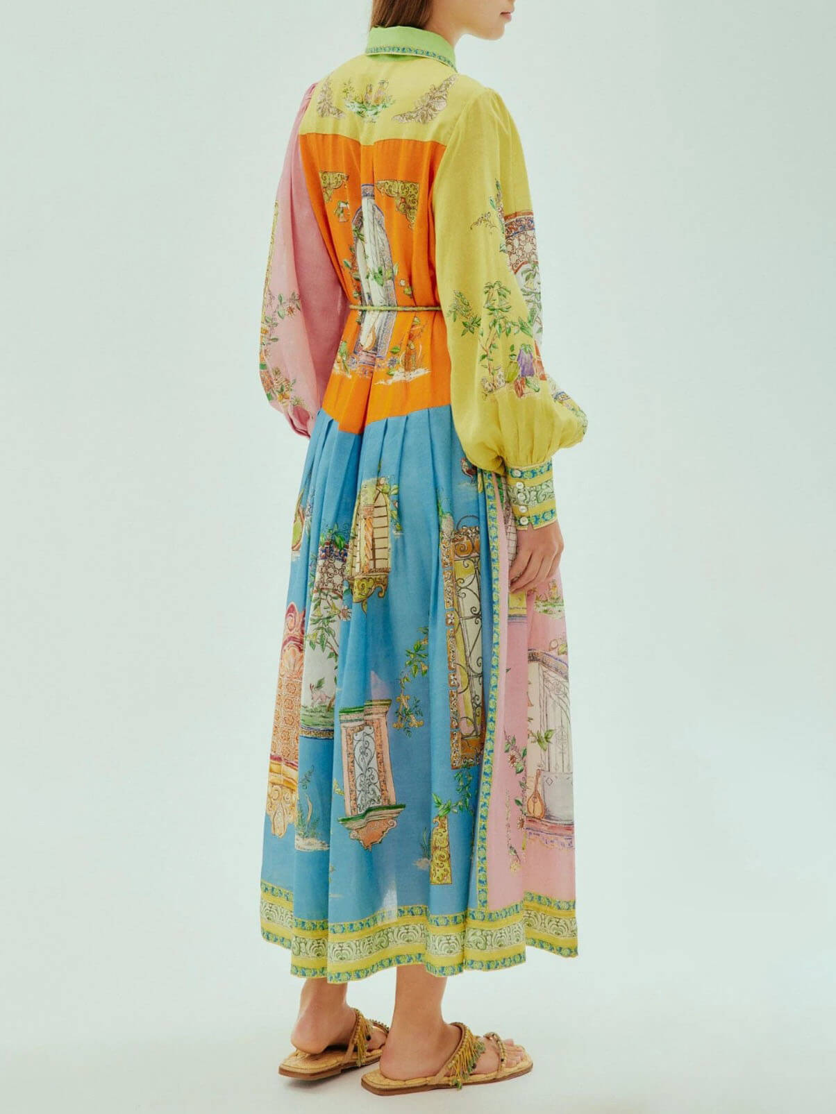 Garden Exquisite Print Button Down Midi Dress