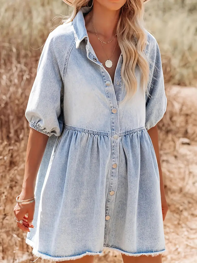 Aesthetic Alessia Mini Dress Made of Cotton Denim Designer Edit