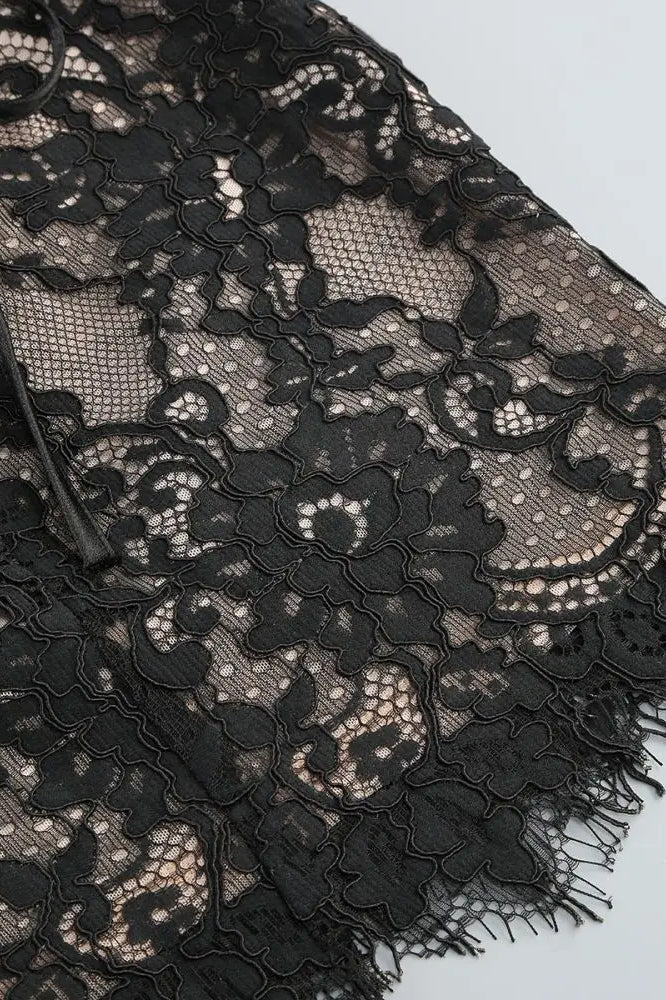 Patchwork Sheer Tube Mini Dress