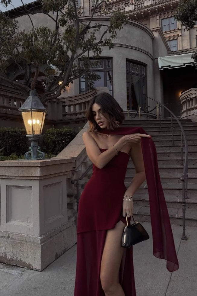 Graceful Strapless Sleeveless Maxi Dress
