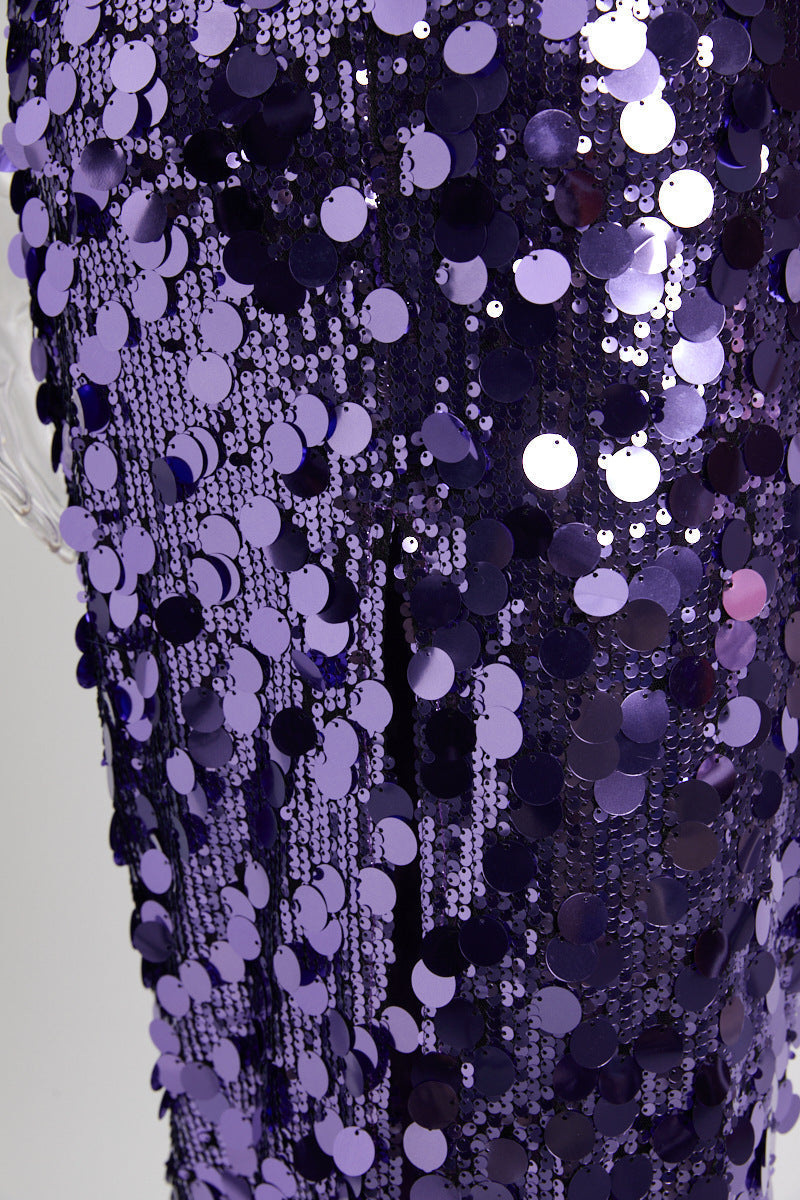 Sequined Babe Midi Dress Purple