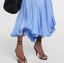 Classic Party Midi Dress With Stole Blue