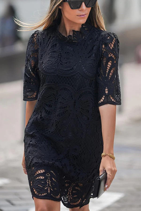 Aesthetic Fiorella Reason To Smile Crochet Lace Mini Dress Evening Wear Edit
