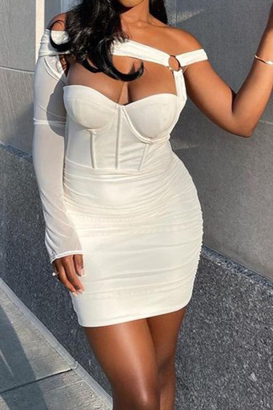 Cut Asymmetric Out Bodycon Mini Dress