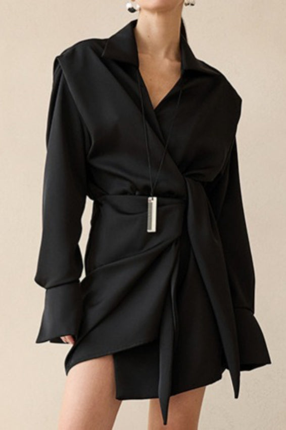 Satin Asymmetric Mini Dress