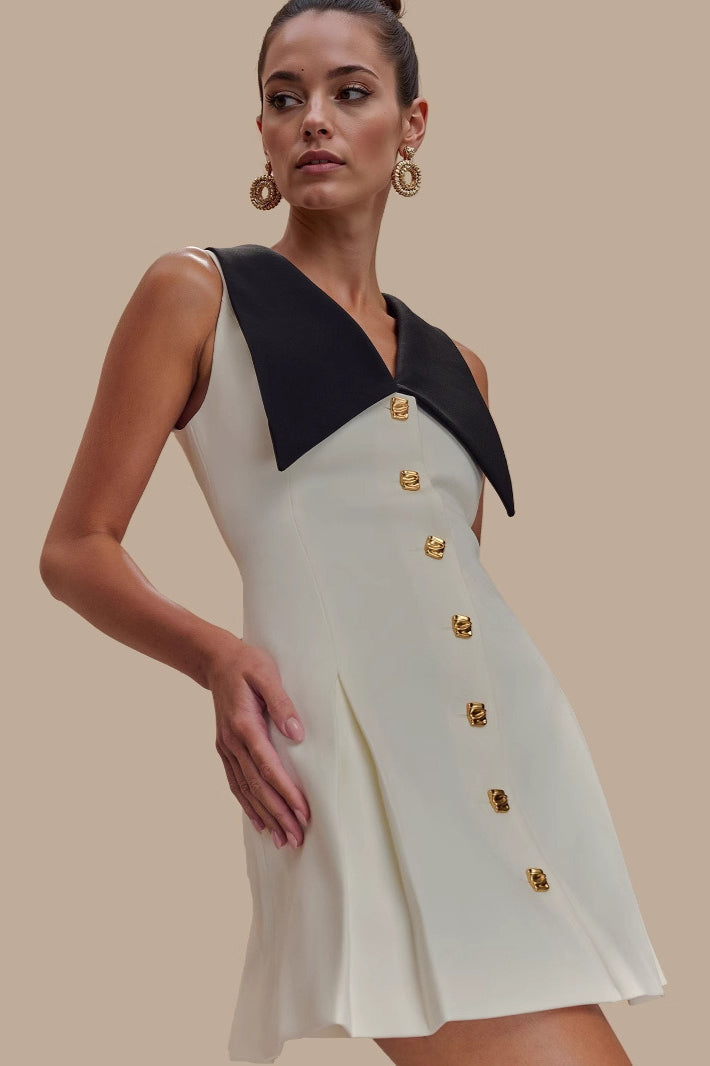 Sleeveless Lapel Belted Midi Dress