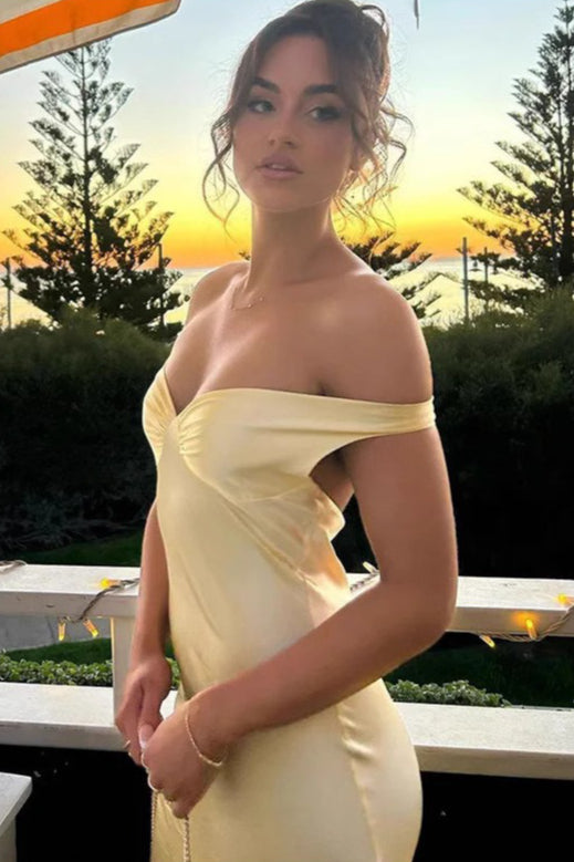 Off Shoulder Strapless Backless Maxi Glamorous Prom Dress