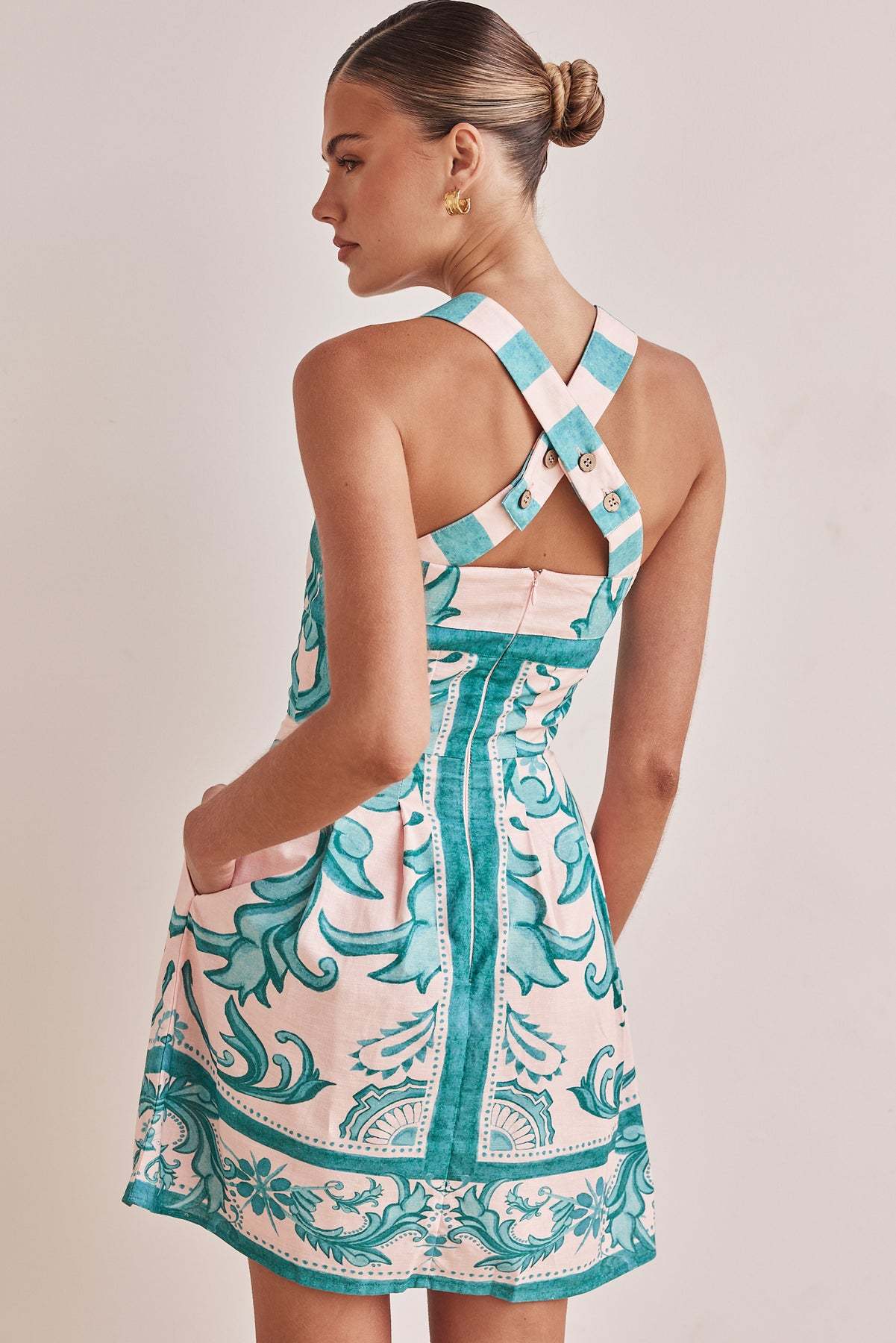 Exquisite Painted Botanical Print Camisole Mini Dress