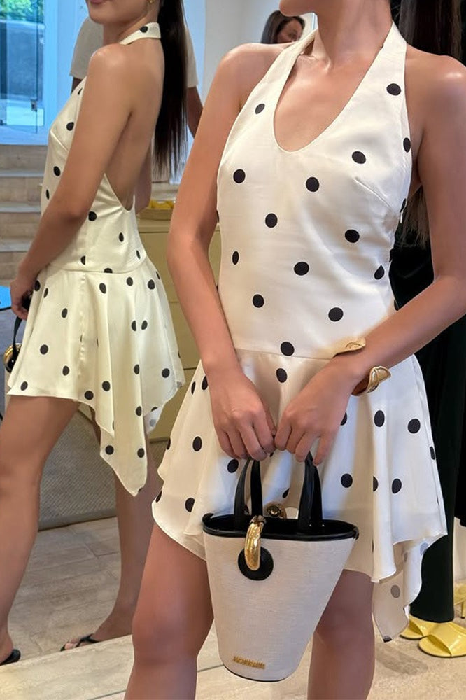 CNeck Halter Backless ALine Mini Dress