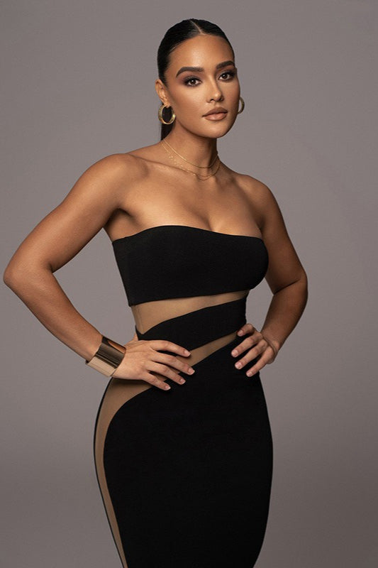 Cutout Strapless Bodycon Midi Dress
